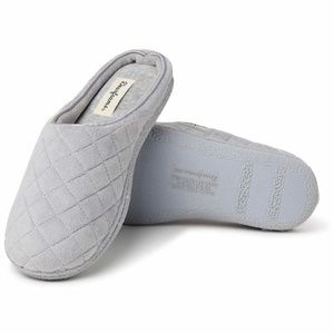 NEW Dearfoams Women's Grey Velour Clog Slipper – M